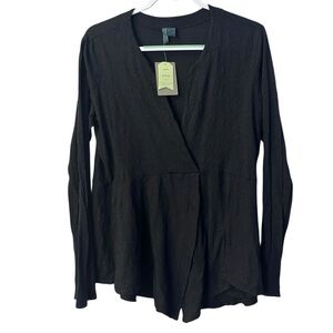 Anthropologie Left of Center Black Split Neck Tunic Top